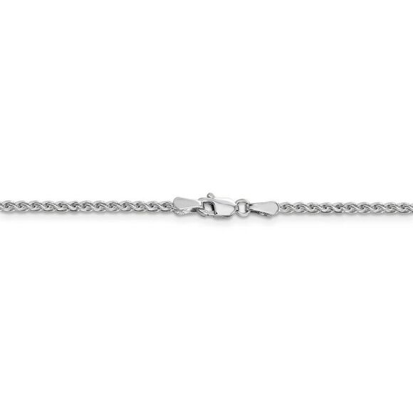 Childrens 1.8mm 14k White Gold D/C Solid Spiga Chain Necklace, 14 Inch
